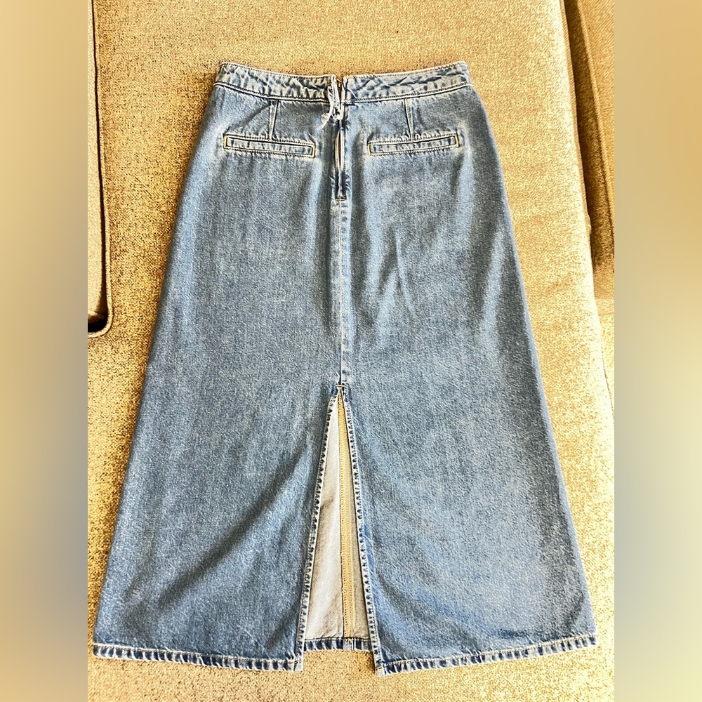 Loft Women’s Light Blue Denim Long Skirt with Front Slit